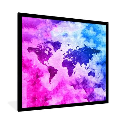 Poster - 40x40 cm - Weltkarte - Rauch - Farben
