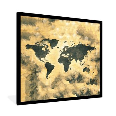 Poster - 40x40 cm - Weltkarte - Rauchen - Abstrakt