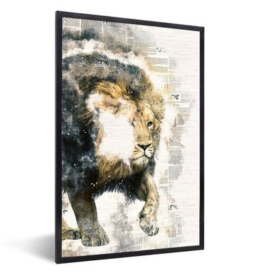 Poster - 60x90 cm - Rauch - Löwe - Abstrakt