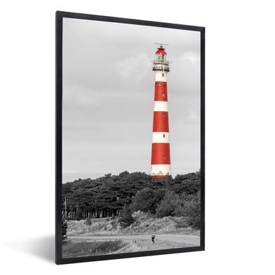 Poster - 20x30 cm - Strand - Leuchtturm - Bäume