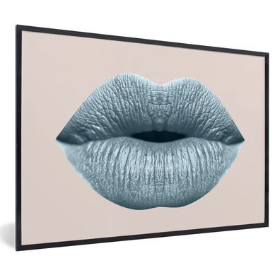 Poster - 30x20 cm - Lippen - Pastell - Grau