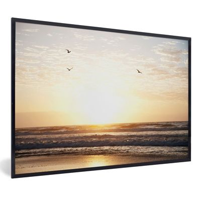 Poster - 120x80 cm - Sonne - Vogel - Meer