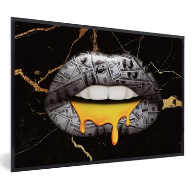 Poster - 60x40 cm - Lippen - Geld - Abstrakt