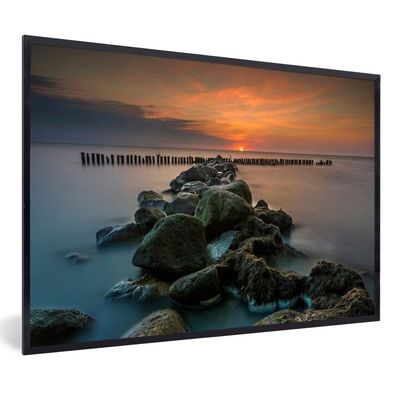 Poster - 30x20 cm - Meer - Sonne - Steine