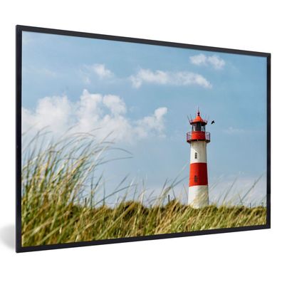 Poster - 120x80 cm - Meer - Leuchtturm - Deutschland