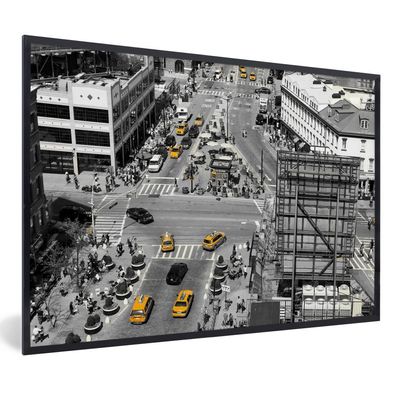 Poster - 60x40 cm - Schwarz-Weiß-Luftaufnahme von Manhattan