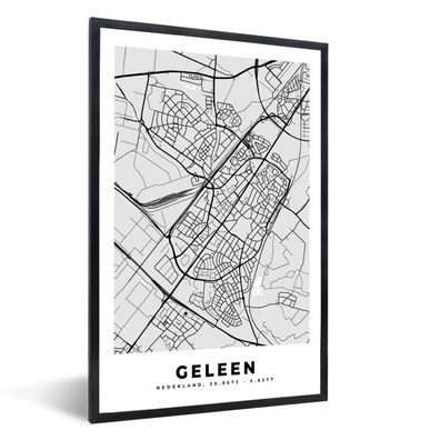 Poster - 80x120 cm - Stadtplan - Geleen - Grau - Weiß