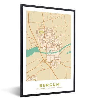 Poster - 60x90 cm - Stadtplan - Bergum - Vintage