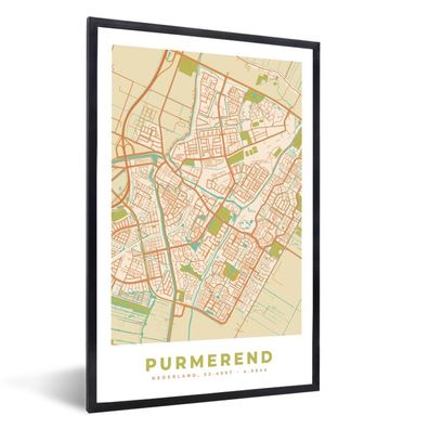 Poster - 40x60 cm - Stadtplan - Purmerend - Vintage
