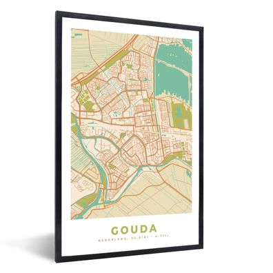 Poster - 80x120 cm - Stadtplan - Gouda - Vintage