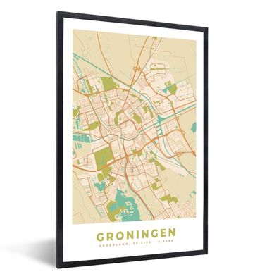 Poster - 60x90 cm - Stadtplan - Groningen - Vintage