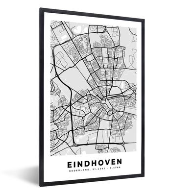Poster - 80x120 cm - Stadtplan - Eindhoven - Grau - Weiß