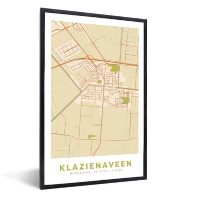 Poster - 60x90 cm - Stadtplan - Klazienaveen - Vintage