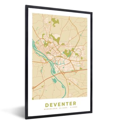 Poster - 40x60 cm - Stadtplan - Deventer - Vintage