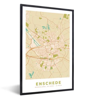Poster - 40x60 cm - Stadtplan - Enschede - Vintage