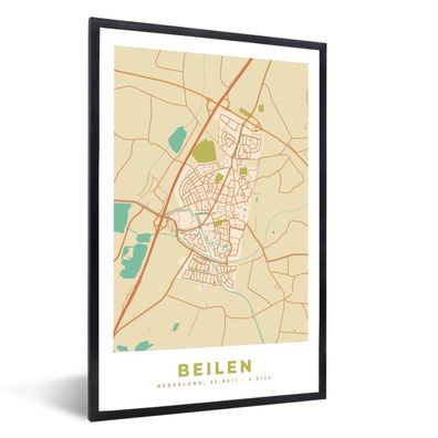 Poster - 40x60 cm - Stadtplan - Beilen - Vintage