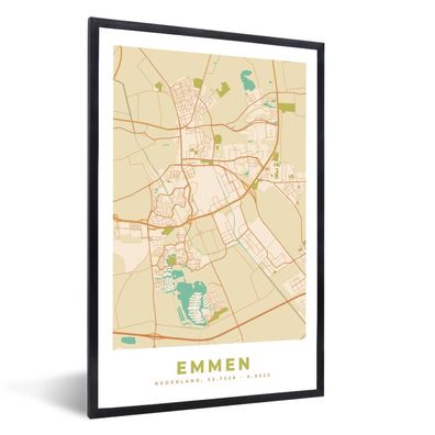 Poster - 40x60 cm - Stadtplan - Emmen - Vintage