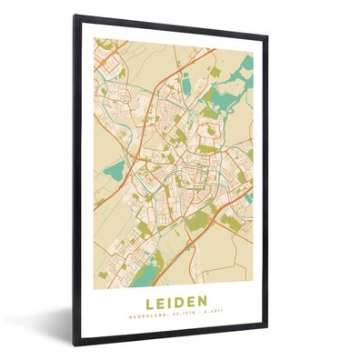 Poster - 40x60 cm - Stadtplan - Leiden - Vintage