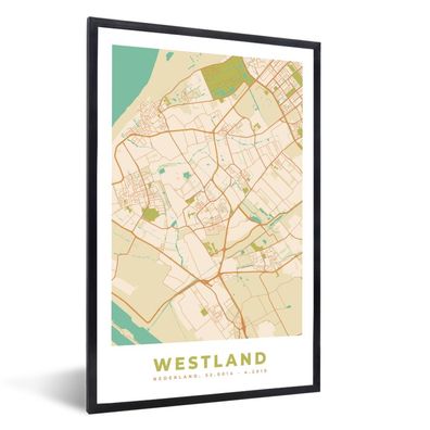 Poster - 40x60 cm - Stadtplan - Westland - Vintage