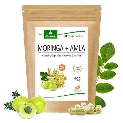 MoriVeda® - Moringa + Amla Kapseln, Vitamine, Mineralien (1x120 Stück)