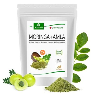 MoriVeda® - Moringa + Amla Pulver, hochdosiert, 250g