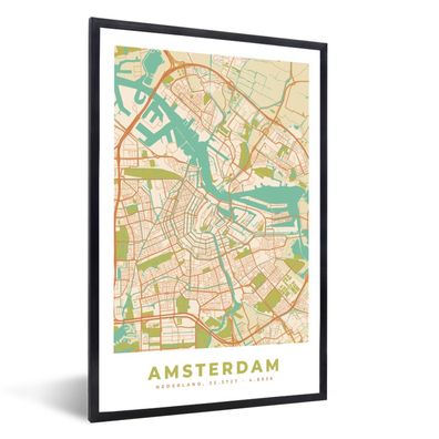 Poster - 60x90 cm - Stadtplan - Amsterdam - Vintage