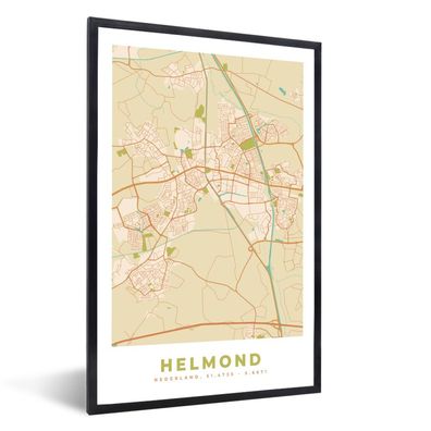Poster - 40x60 cm - Stadtplan - Helmond - Vintage