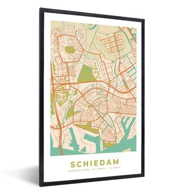 Poster - 60x90 cm - Stadtplan - Schiedam - Vintage