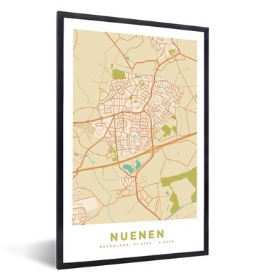 Poster - 40x60 cm - Stadtplan - Nuenen - Vintage