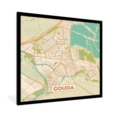 Poster - 40x40 cm - Karte - Gouda - Weinlese