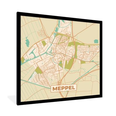 Poster - 40x40 cm - Grundriss - Meppel - Vintage