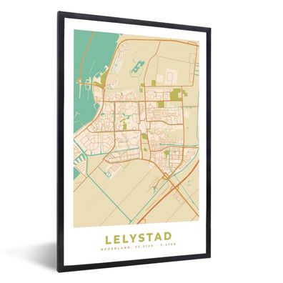 Poster - 60x90 cm - Stadtplan - Lelystad - Vintage