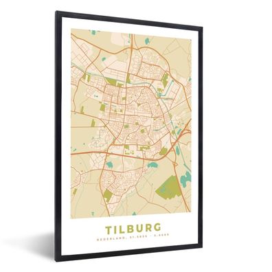 Poster - 40x60 cm - Stadtplan - Tilburg - Vintage