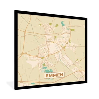 Poster - 40x40 cm - Stadtplan - Emmen - Vintage