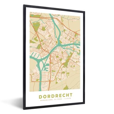 Poster - 40x60 cm - Stadtplan - Dordrecht - Vintage