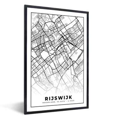 Poster - 40x60 cm - Karte - Rijswijk - Schwarz - Weiß