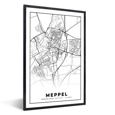 Poster - 60x90 cm - Karte - Meppel - Schwarz - Weiß