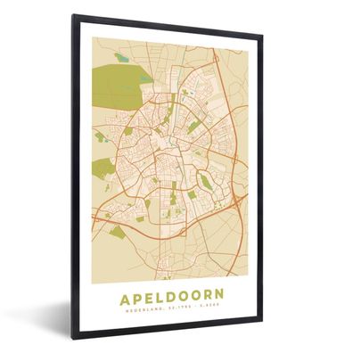 Poster - 40x60 cm - Stadtplan - Apeldoorn - Vintage