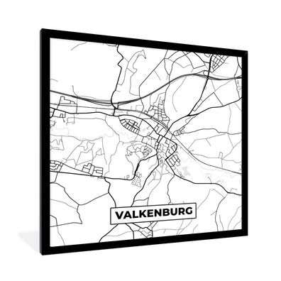 Poster - 40x40 cm - Karte - Valkenburg - Schwarz - Weiß