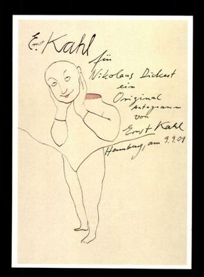 Ernst Kahl Cartoonist Kunstpostkarte Original Signiert ## BC 189480