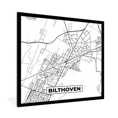 Poster - 40x40 cm - Karte - Bilthoven - Schwarz - Weiß