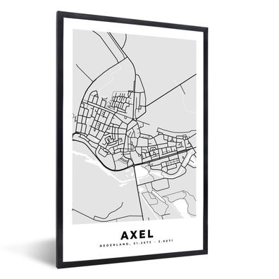 Poster - 60x90 cm - Stadtplan - Axel - Grau - Weiß
