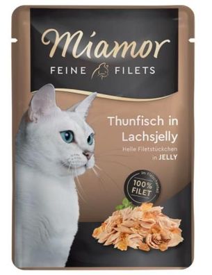 Miamor - Feine Filets ¦ Thunfisch in Lachsjelly - 24 x 100g ¦ nasses Katzenfutter ...
