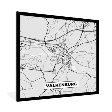 Poster - 40x40 cm - Stadtplan - Valkenburg - Grau - Weiß