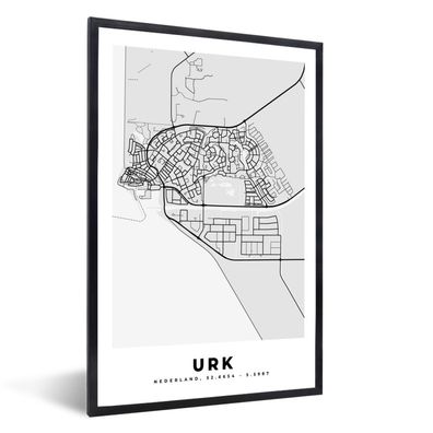 Poster - 80x120 cm - Stadtplan - Urk - Grau - Weiß