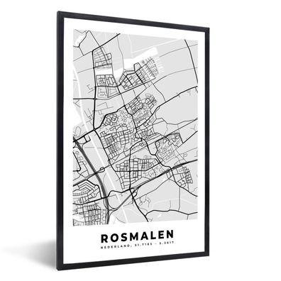 Poster - 60x90 cm - Stadtplan - Rosmalen - Grau - Weiß