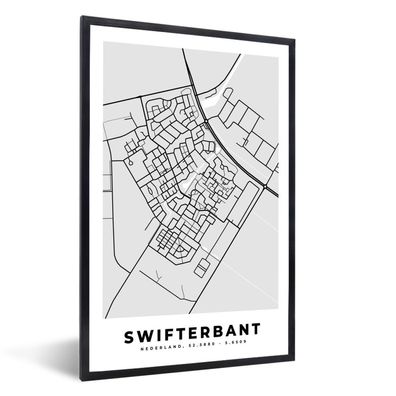 Poster - 80x120 cm - Stadtplan - Swifterbant - Grau - Weiß