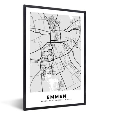 Poster - 40x60 cm - Stadtplan - Emmen - Grau - Weiß