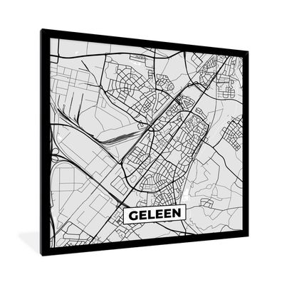 Poster - 40x40 cm - Stadtplan - Geleen - Grau - Weiß