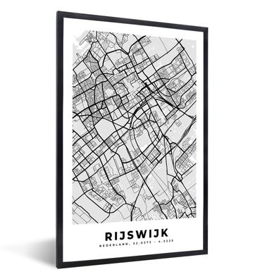 Poster - 60x90 cm - Stadtplan - Rijswijk - Grau - Weiß